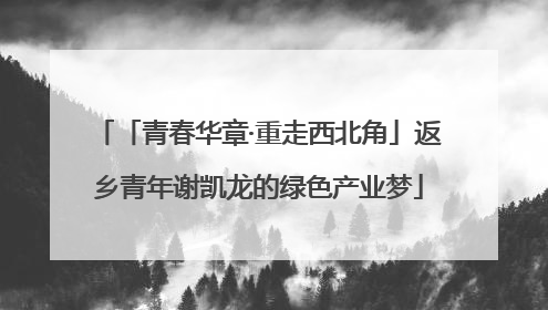 「青春华章·重走西北角」返乡青年谢凯龙的绿色产业梦