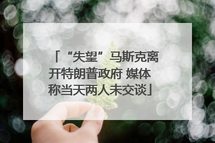 “失望”马斯克离开特朗普政府 媒体称当天两人未交谈