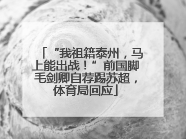 “我祖籍泰州，马上能出战！”前国脚毛剑卿自荐踢苏超，体育局回应