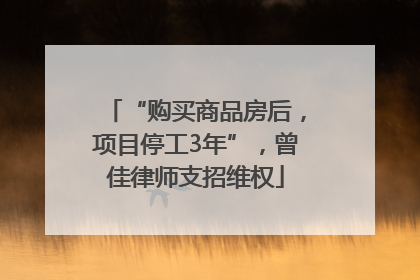 “购买商品房后，项目停工3年”，曾佳律师支招维权