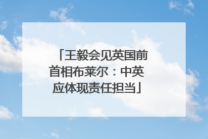王毅会见英国前首相布莱尔：中英应体现责任担当