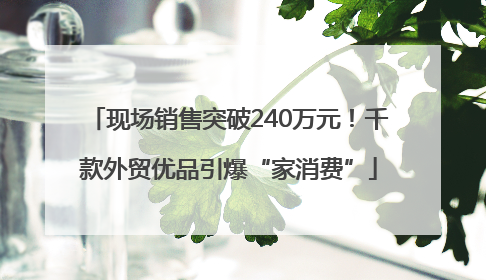 现场销售突破240万元！千款外贸优品引爆“家消费”