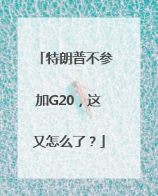 特朗普不参加G20，这又怎么了？