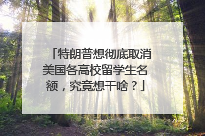 特朗普想彻底取消美国各高校留学生名额，究竟想干啥？