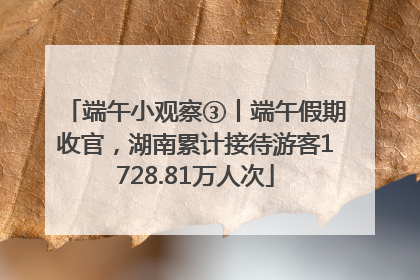端午小观察③丨端午假期收官，湖南累计接待游客1728.81万人次