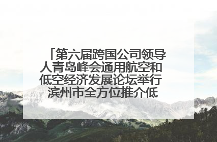第六届跨国公司领导人青岛峰会通用航空和低空经济发展论坛举行 滨州市全方位推介低空经济发展优势