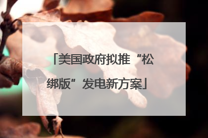美国政府拟推“松绑版”发电新方案