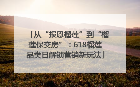 从“报恩榴莲”到“榴莲保交房”：618榴莲品类日解锁营销新玩法