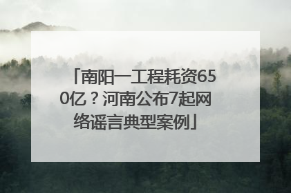 南阳一工程耗资650亿？河南公布7起网络谣言典型案例