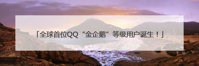 全球首位QQ“金企鹅”等级用户诞生！