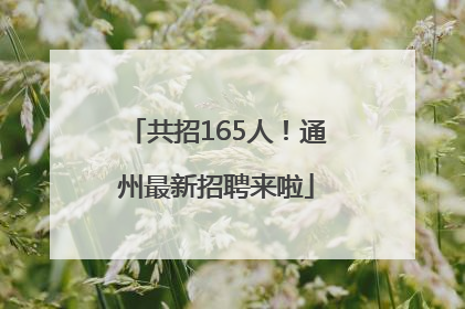 共招165人！通州最新招聘来啦