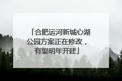合肥运河新城心湖公园方案正在修改，有望明年开建