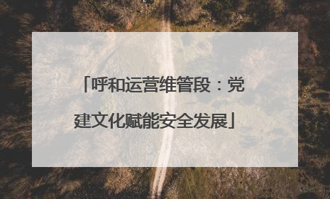 呼和运营维管段：党建文化赋能安全发展