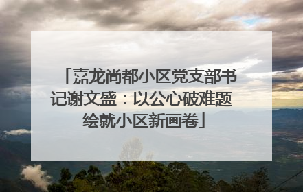 嘉龙尚都小区党支部书记谢文盛：以公心破难题 绘就小区新画卷