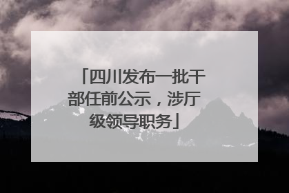 四川发布一批干部任前公示，涉厅级领导职务