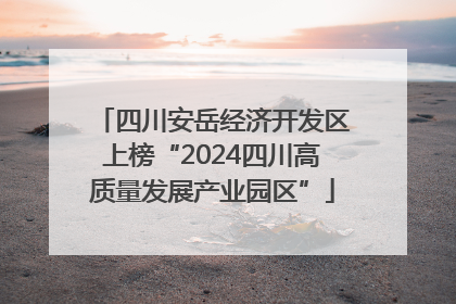 四川安岳经济开发区上榜“2024四川高质量发展产业园区”