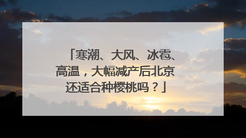寒潮、大风、冰雹、高温，大幅减产后北京还适合种樱桃吗？