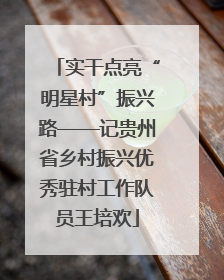 实干点亮“明星村”振兴路——记贵州省乡村振兴优秀驻村工作队员王培欢