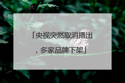 央视突然取消播出，多家品牌下架