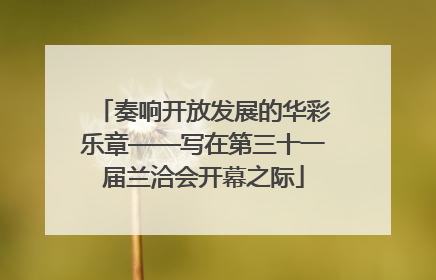奏响开放发展的华彩乐章——写在第三十一届兰洽会开幕之际
