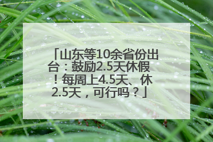 山东等10余省份出台：鼓励2.5天休假！每周上4.5天、休2.5天，可行吗？