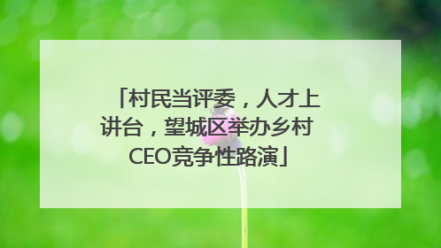 村民当评委，人才上讲台，望城区举办乡村CEO竞争性路演