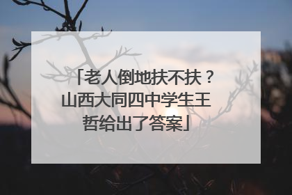 老人倒地扶不扶？山西大同四中学生王哲给出了答案