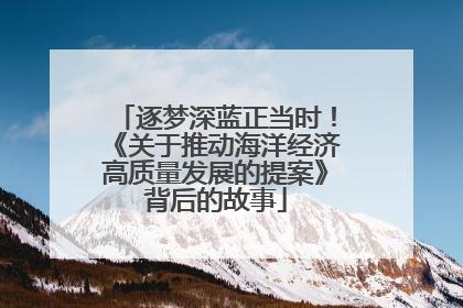 逐梦深蓝正当时！《关于推动海洋经济高质量发展的提案》背后的故事