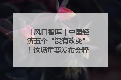 风口智库｜中国经济五个“没有改变”！这场重要发布会释放三点信号