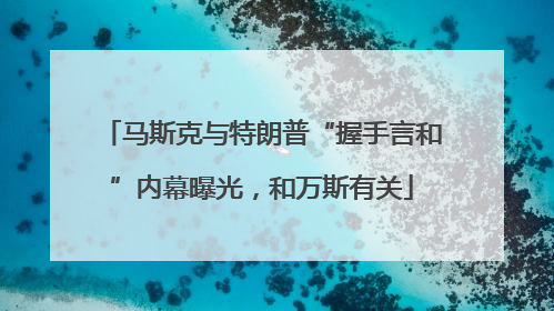 马斯克与特朗普“握手言和”内幕曝光，和万斯有关