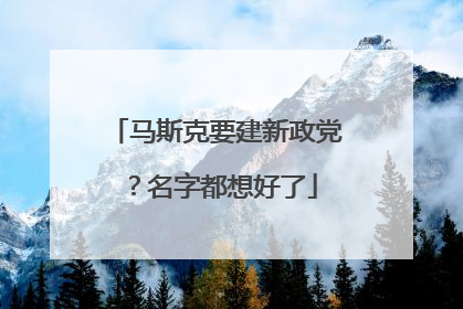 马斯克要建新政党？名字都想好了