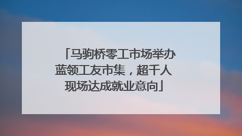 马驹桥零工市场举办蓝领工友市集，超千人现场达成就业意向