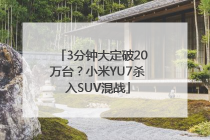 3分钟大定破20万台？小米YU7杀入SUV混战