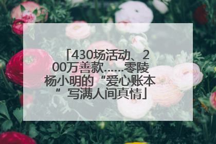 430场活动、200万善款……零陵杨小明的“爱心账本”写满人间真情