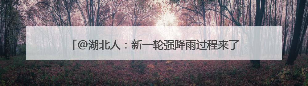 @湖北人：新一轮强降雨过程来了，局地有雷暴大风，最高11级